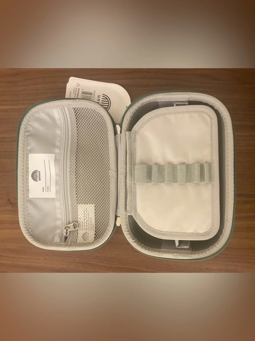 Uninni Hard Shell Travel Organizer Case w/ Removable Divider & Mesh Pocket NWT